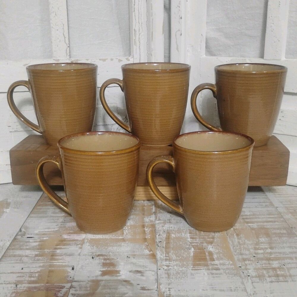 Sango Roma Caramel 4815 Mugs Set Of 5 Discontinued Pattern